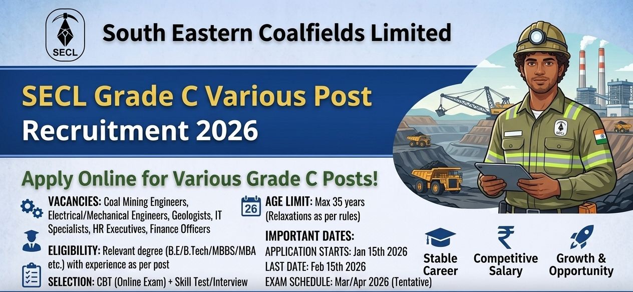 SECL Grade C Various Post Recruitment 2026